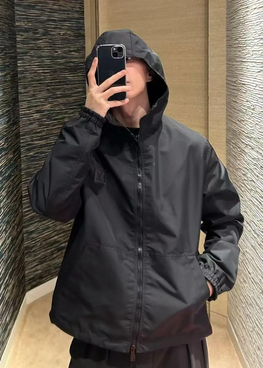 Louis Vuitton/Louis Vuitton leather stamp logo dark pattern jacquard double-sided jacket